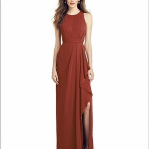 Dressy Group Rosewood Chiffon front slit gown